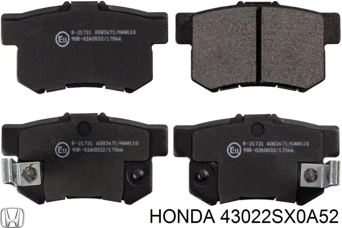 Pastillas de freno traseras 43022SX0A52 Honda/Acura