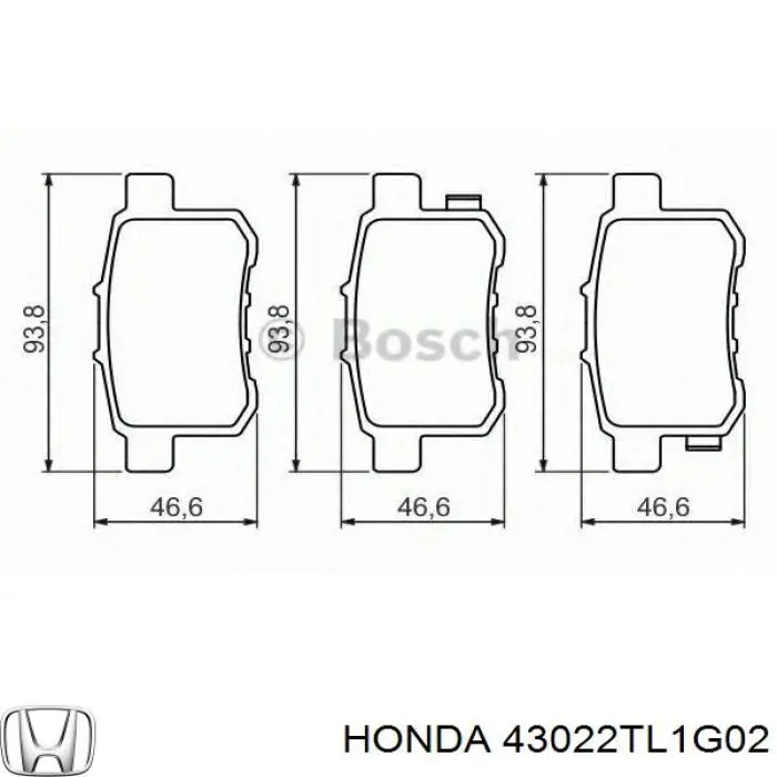 Колодки дисковые  Honda 43022TL1G02 цена, от 16.51 USD