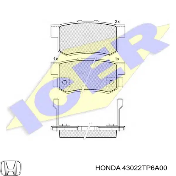 Купить 43022TP6A00 Honda Колодки тормозные задние, дисковые
