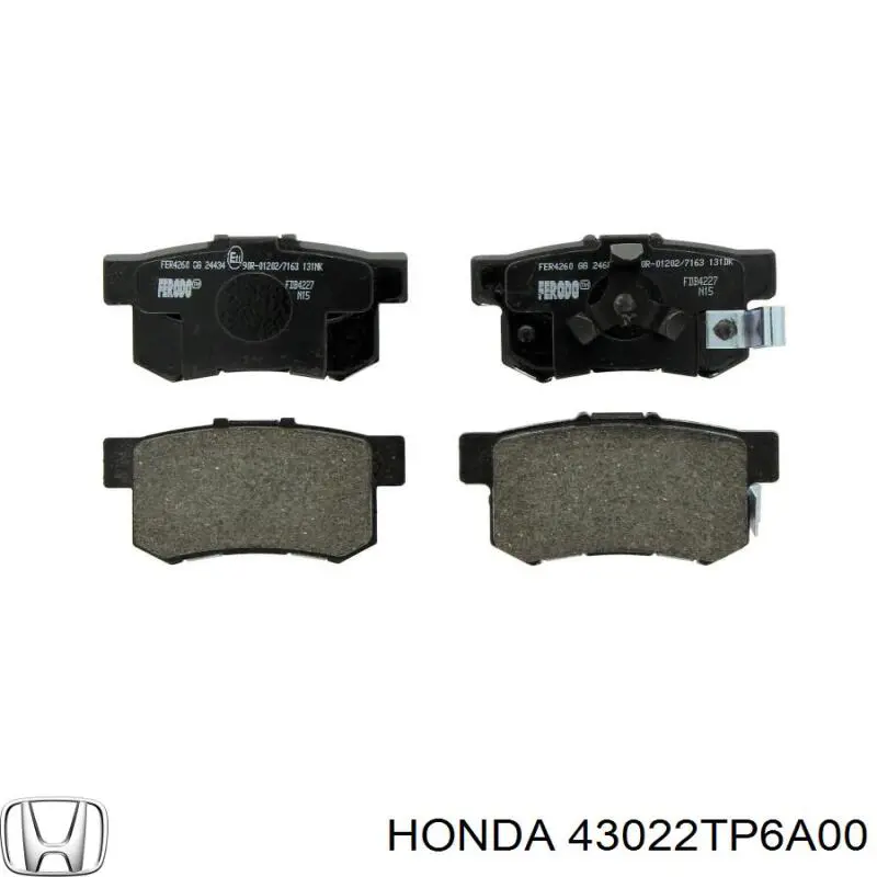Купить 43022TP6A00 Honda Колодки тормозные задние, дисковые