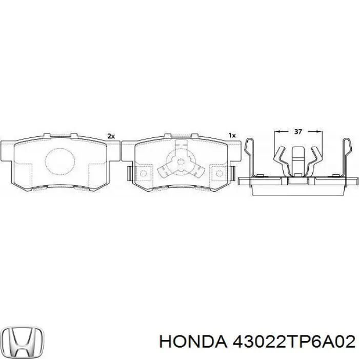 Колодки гальмові задні, дискові 43022TP6A02 Honda