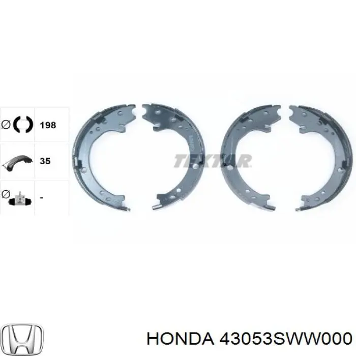 Купить 43053SWW000 Honda Колодки ручника/стояночного тормоза