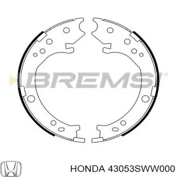 Купить 43053SWW000 Honda Колодки ручника/стояночного тормоза