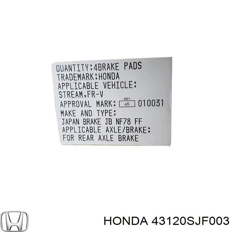 43120SJF003 Honda 