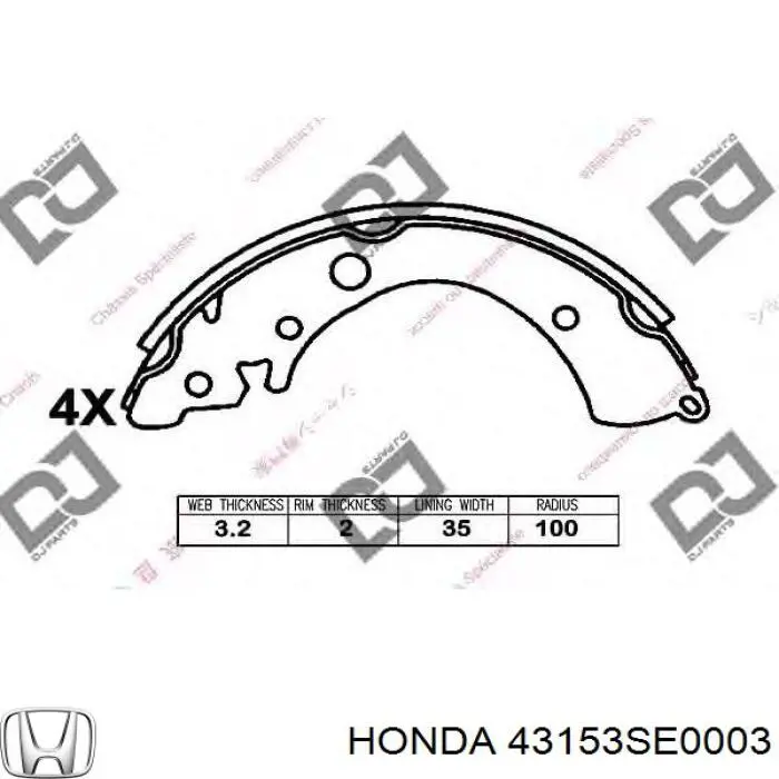 Барабанные колодки Honda 43153SE0003