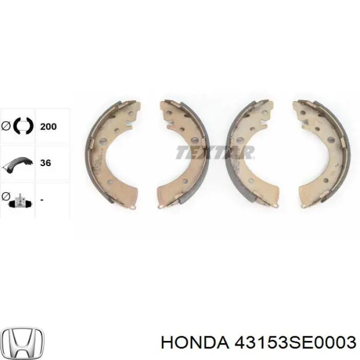 Купить 43153SE0003 Honda Задние барабанные тормозные колодки