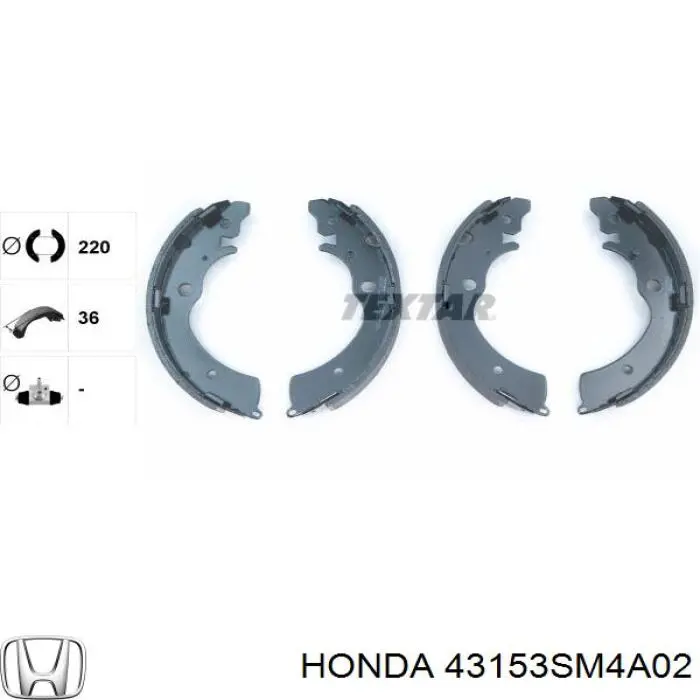 Колодки тормозные задние барабанные Honda 43153SM4A02