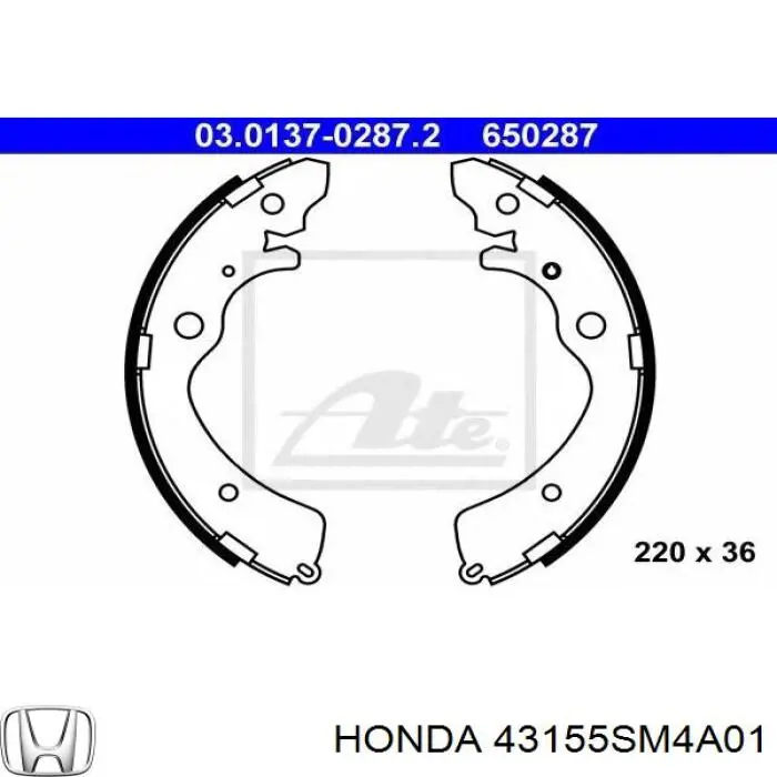 43155SM4A01 Honda задние барабанные колодки
