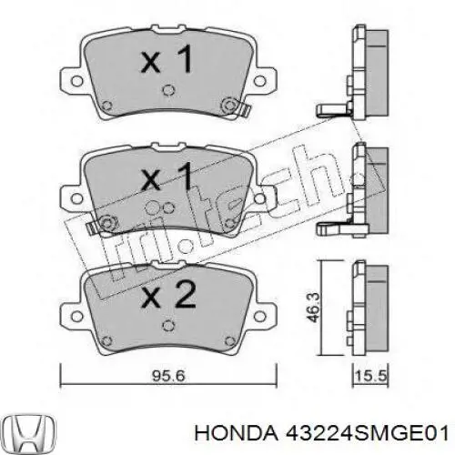 Купить 43224SMGE01 Honda Колодки тормозные задние, дисковые