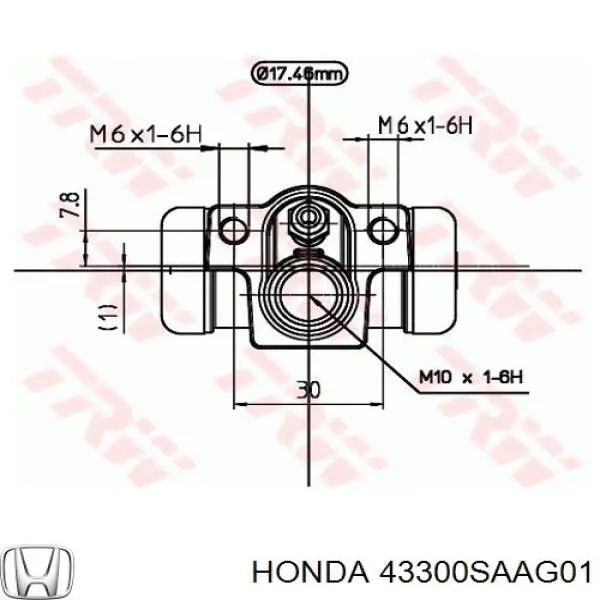 Купить 43300SAAG01 Honda Цилиндр тормозной колесный