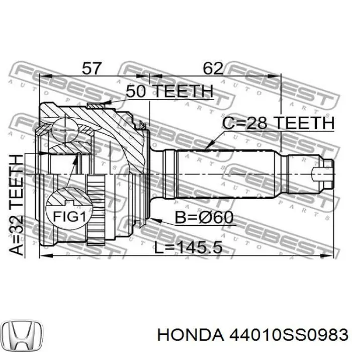 Граната колесная Honda 44010SS0983 цена, от 31.13 USD