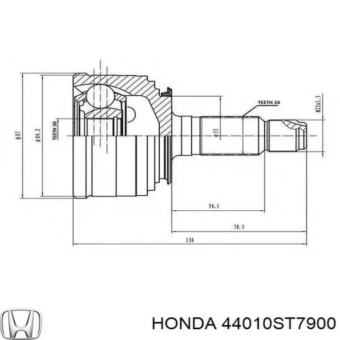 Правая полуось 44010ST7910 Honda