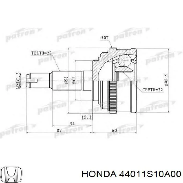 Купить 44011S10A00 Honda Привод в сборе левый