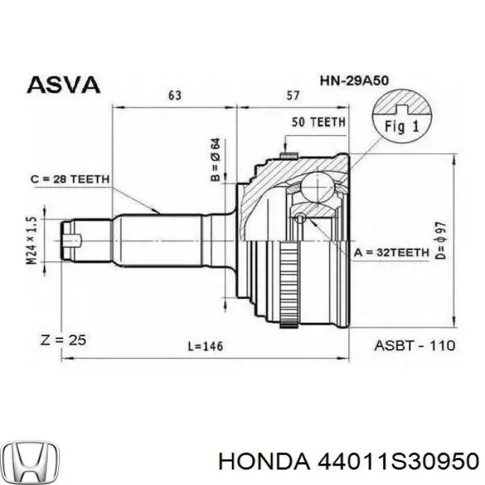  44011S30950 Honda