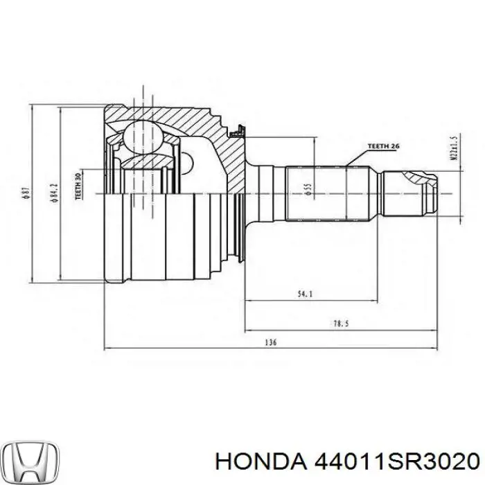 Купить 44011SR3020 Honda Привод в сборе левый