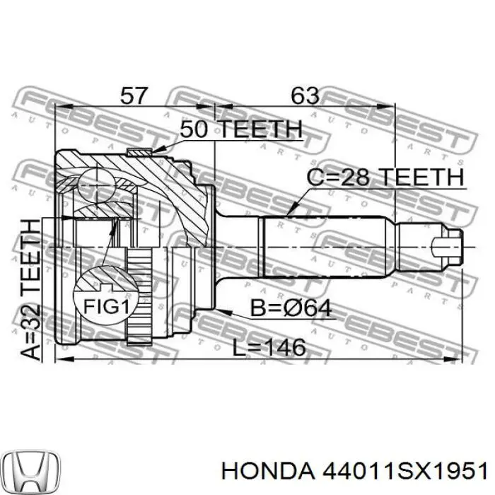 Полуось передняя левая на Honda Shuttle I RA1, RA5