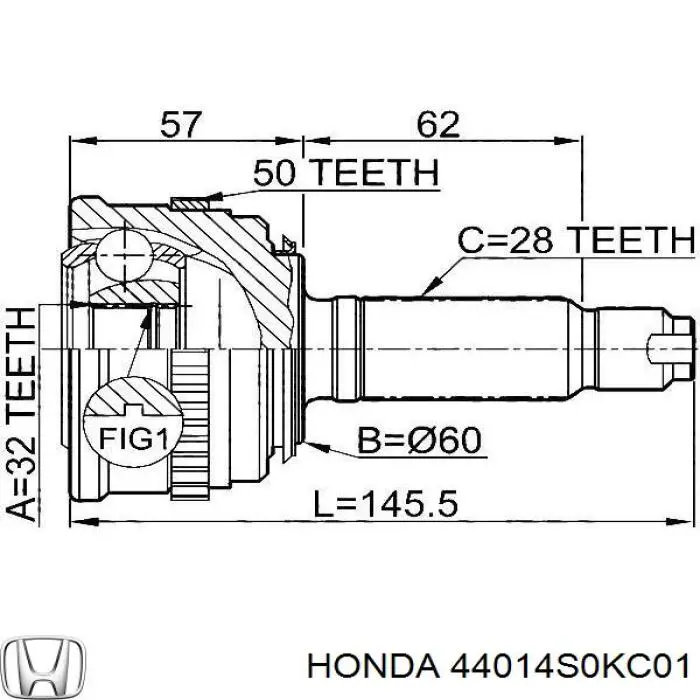 44014S0KC01 Honda шрус наружный передний