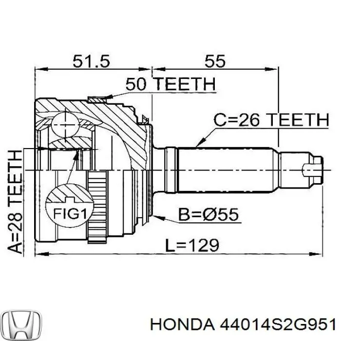 ШРУС наружный передний 44014S2G951 Honda