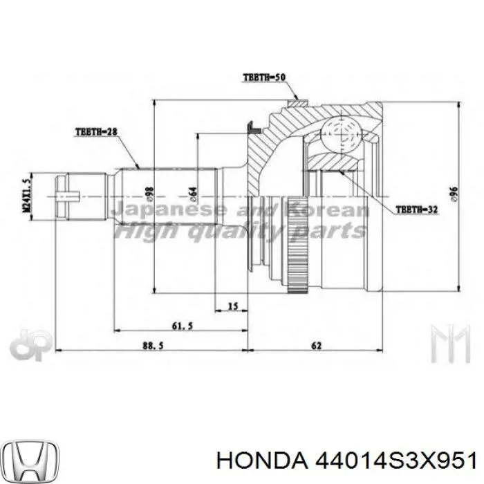 44014S3X951 Honda junta homocinética externa dianteira