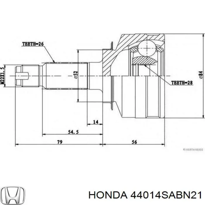ШРУС наружный передний 44014SABN21 Honda