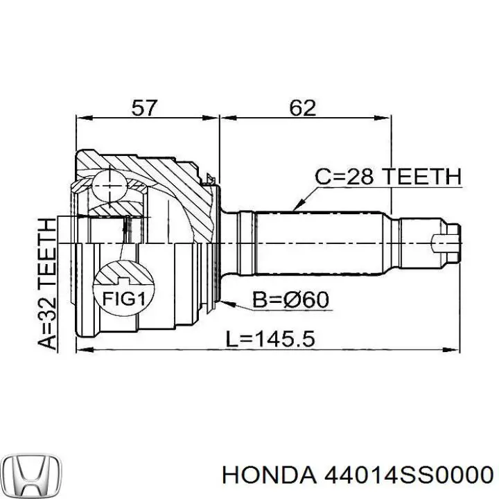 44014SS0000 Honda шрус наружный передний