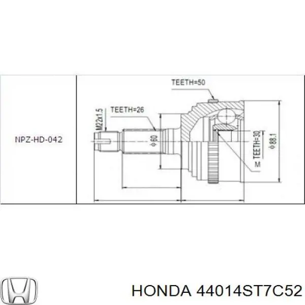 44014ST7C52 Honda шрус наружный передний