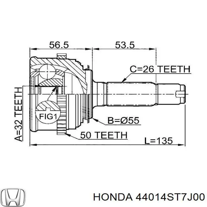 ШРУС наружный передний 44014ST7J00 Honda