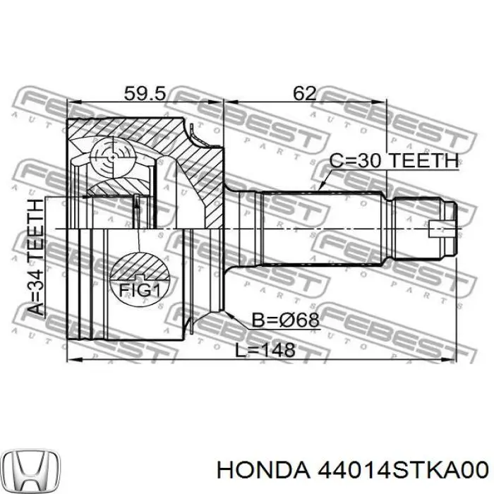44014STKA00 Honda шрус наружный передний