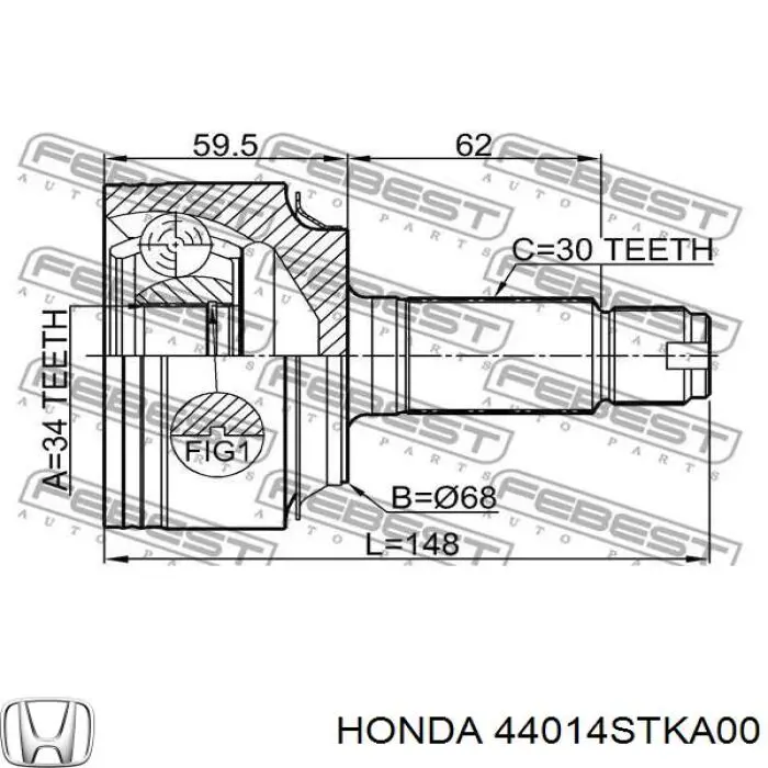 ШРУС наружный передний 44014STKA00 Honda