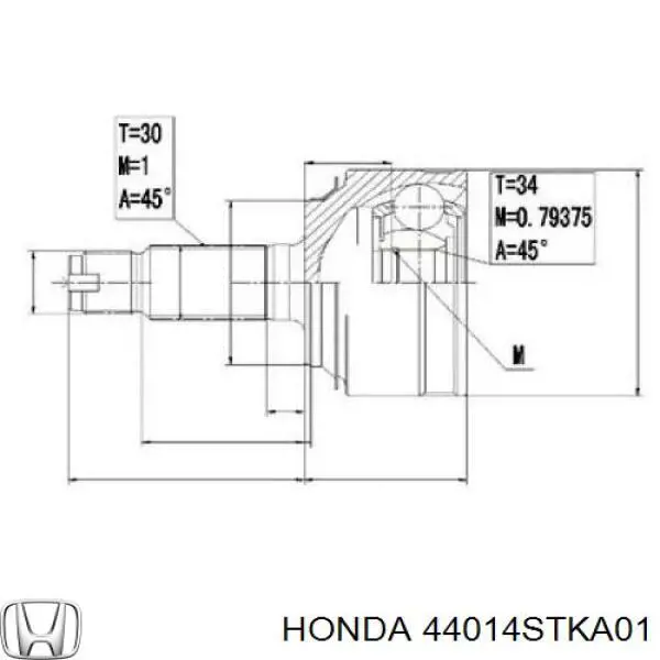 ШРУС наружный передний 44014STKA01 Honda