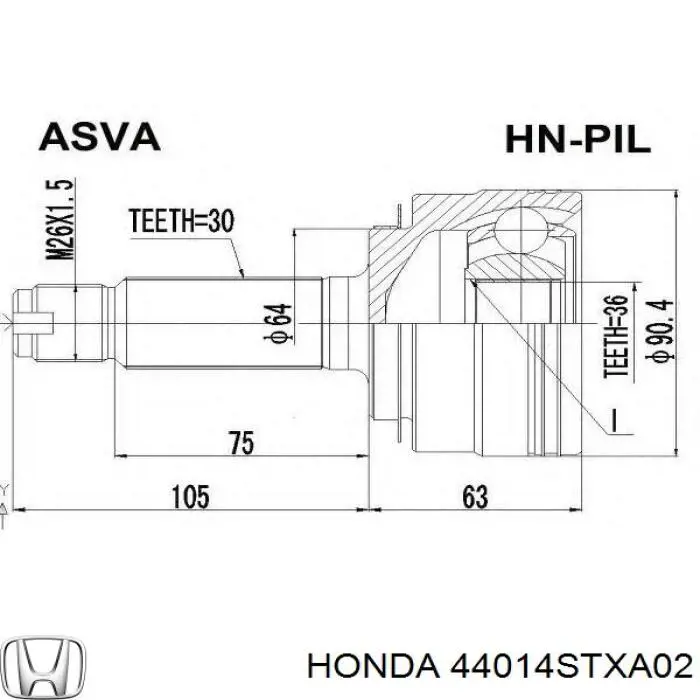 44014STXA02 Honda шрус наружный передний