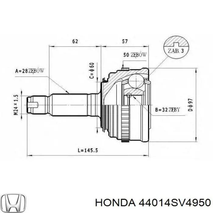 44014SV4950 Honda шрус наружный передний