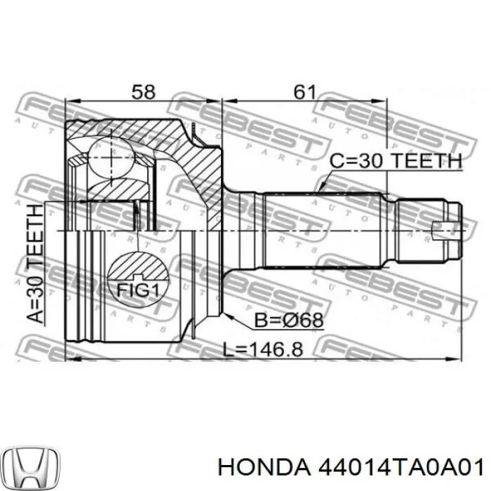 ШРУС наружный передний 44014TA0A01 Honda