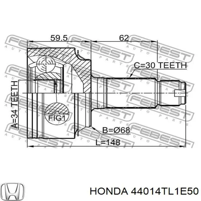 ШРУС наружный передний 44014TL1E50 Honda