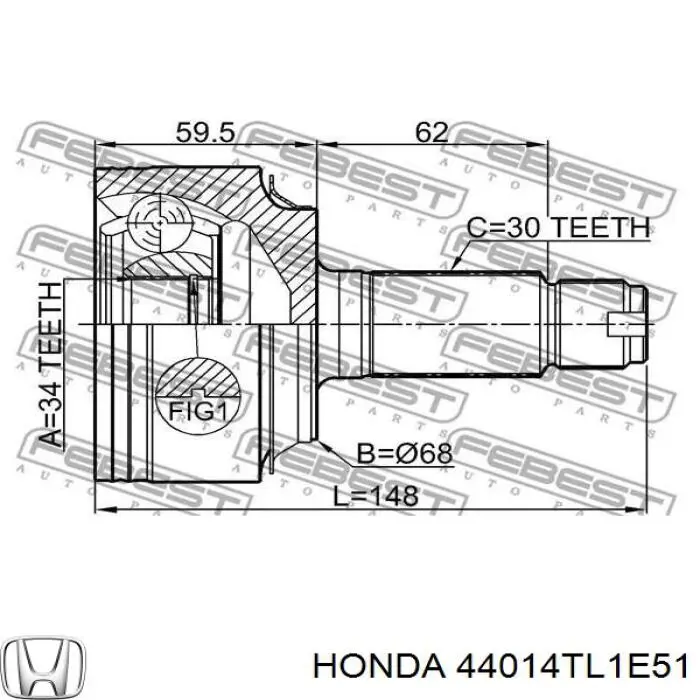 ШРУС наружный передний 44014TL1E51 Honda