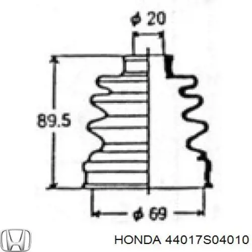 Пыльник ШРУСа внутренний, передней полуоси Honda 44017S04010