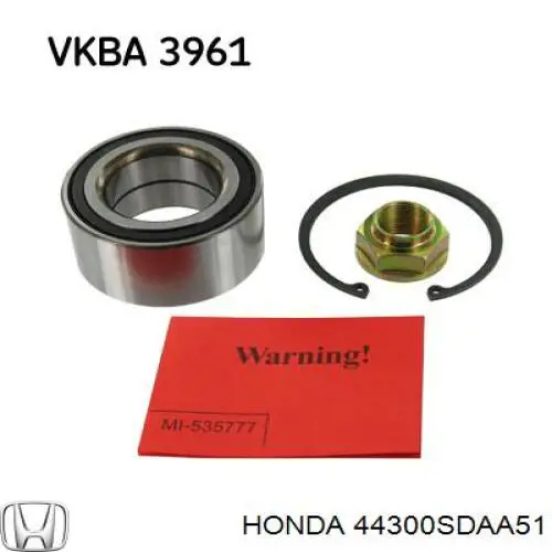 Подшипник ступицы 44300SDAA51 Honda