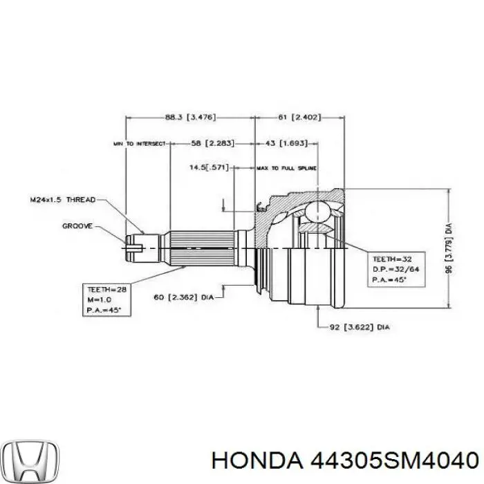 Привод передний правый Honda Accord IV седан (CB3, CB7) (1990 - 1993) цена, от 471.83 USD