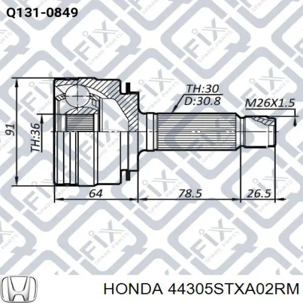 44305STXA02RM Honda шрус внутренний передний правый