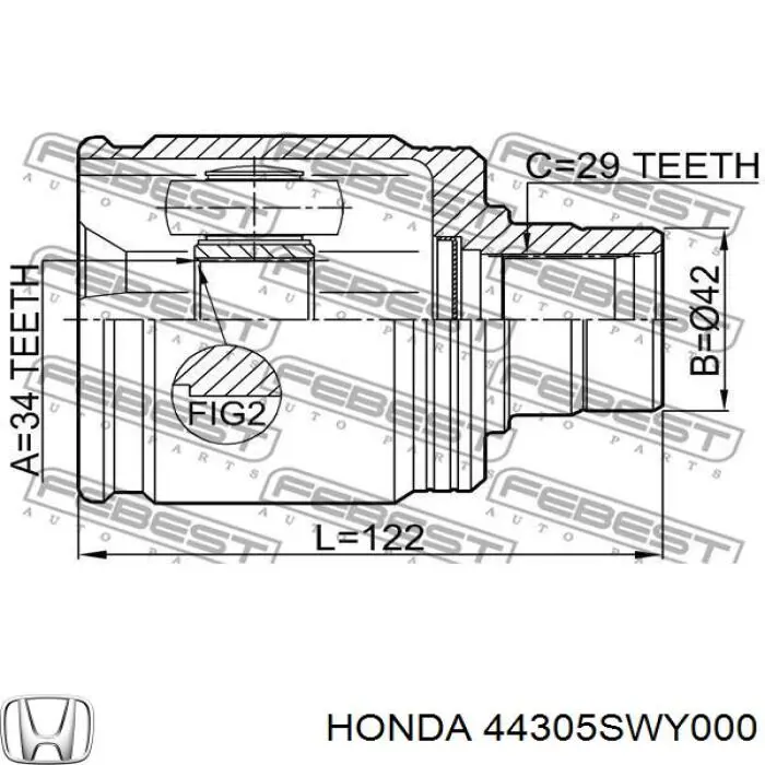 44305SWY010 Honda semieixo (acionador dianteiro direito)
