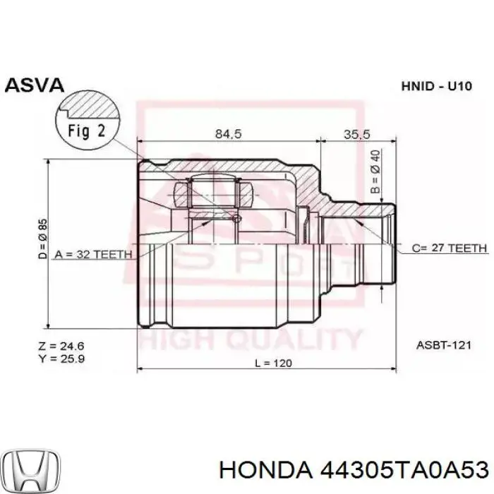 Правая полуось 44305TA0A53 Honda