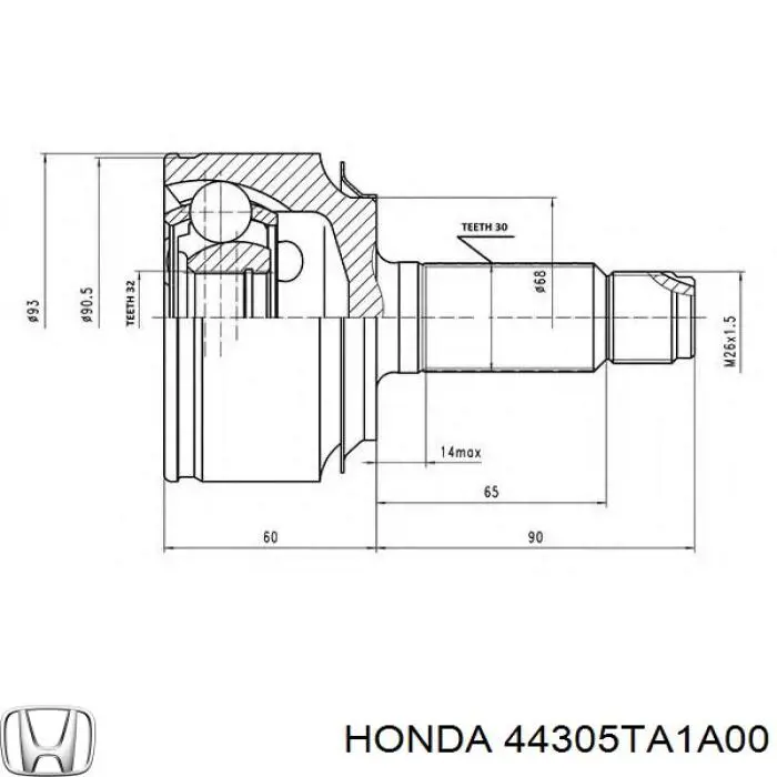 Купить 44305TA1A00 Honda Вал приводной правый