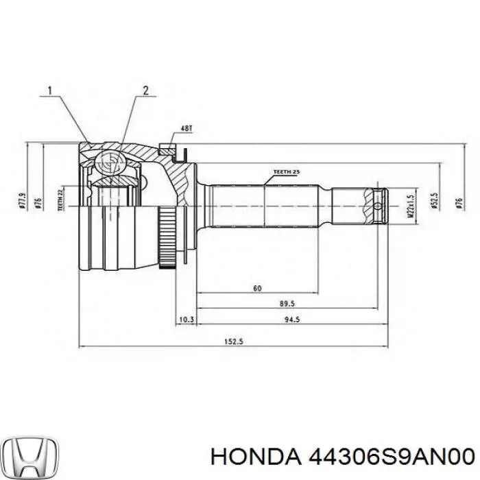 Левая полуось DS2519L BGA
