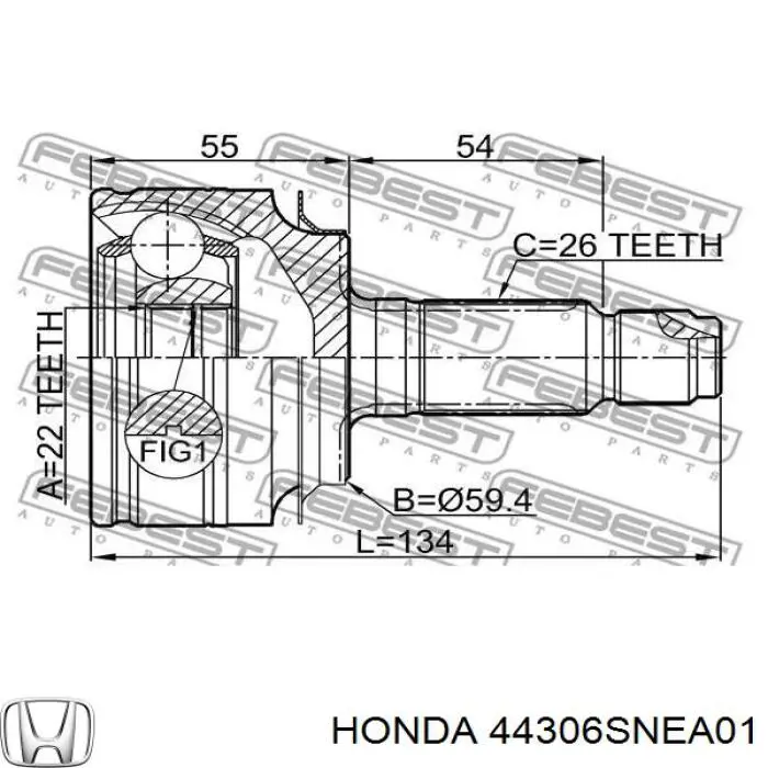 Левая полуось 44306SNEA01 Honda