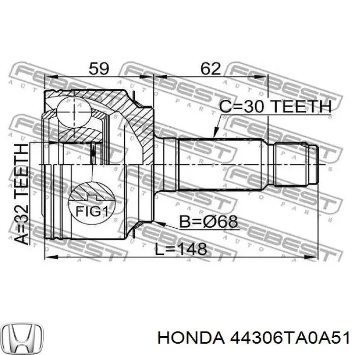 Купить 44306TA0A51 Honda Привод в сборе левый