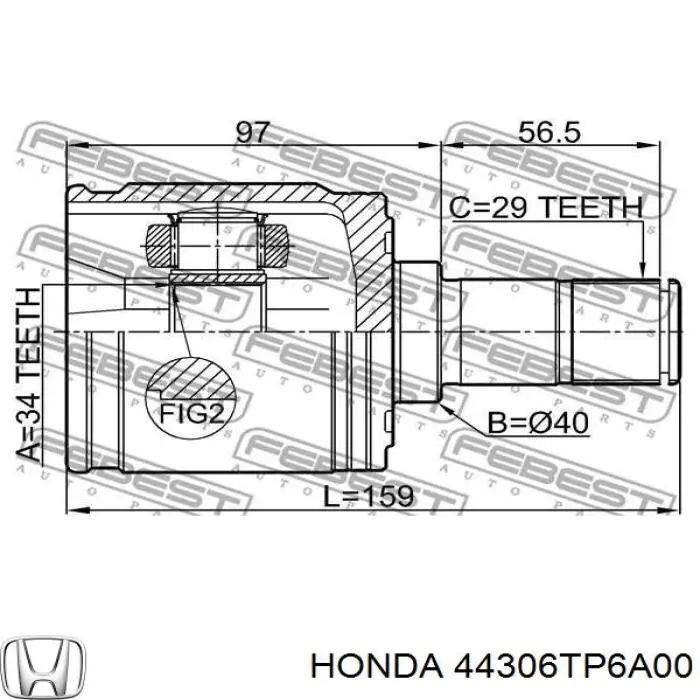 44306TP6A00 Honda Полуось передняя левая