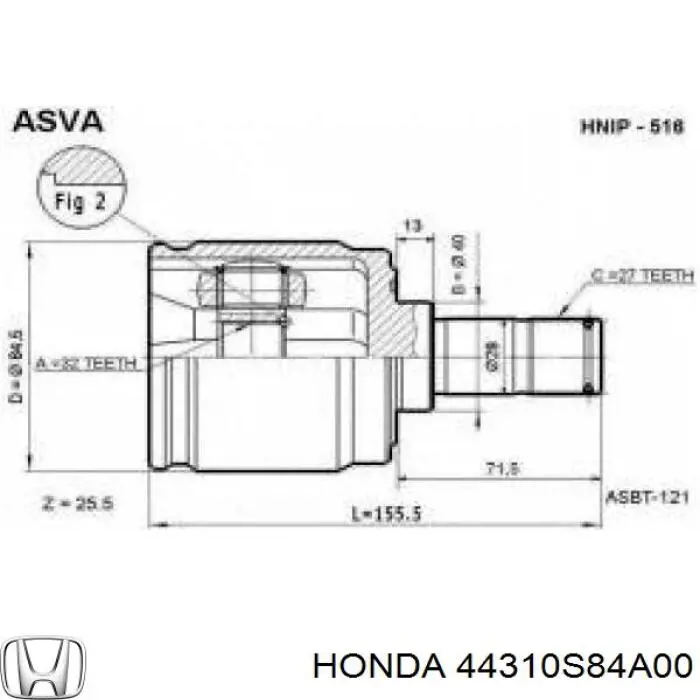  Honda 44310S84A00 цена, от 63.49 USD