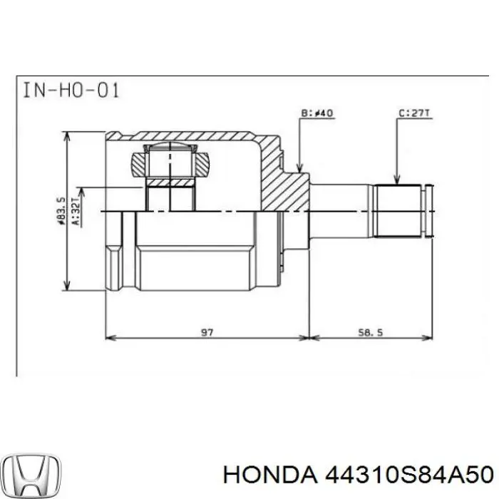 Шрус внутренний левый 44310S0KA00 Honda