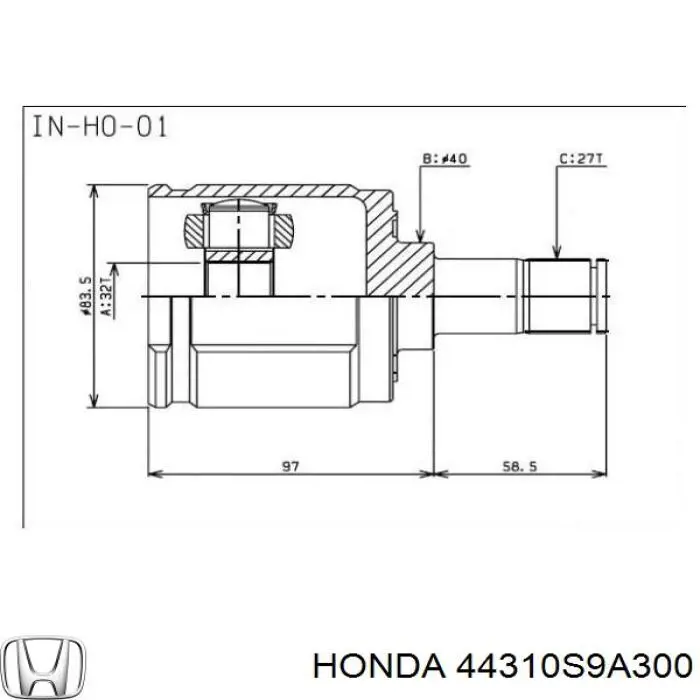Шарнир угловых скоростей передний левый Honda 44310S9A300 цена, от 27.66 USD