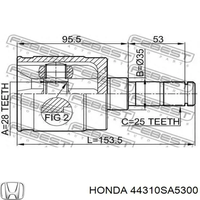 ШРУС внутренний передний 44310SA5300 Honda